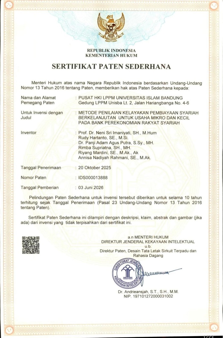 Unisba Raih Paten Sederhana Pertama Bidang Soshum, Dorong Hilirisasi Inovasi Riset